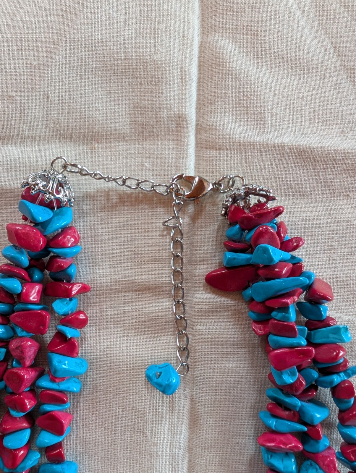 Multi-Stand Tumbled Turquoise And Red Coral Chip Stones