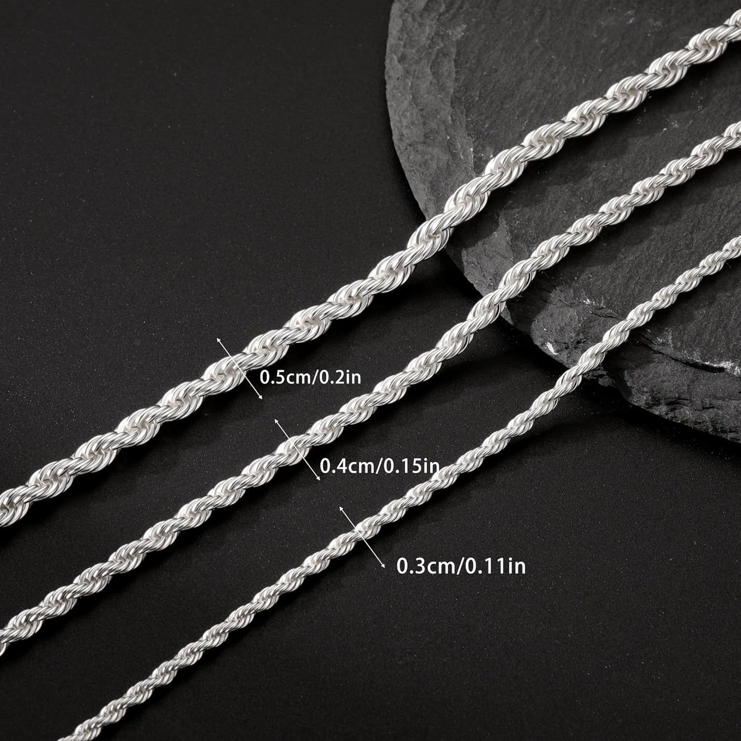 925 Sterling Silver Diamond Cut 3mm 4mm 5mm Rope Chain Exquisite Silver Chain…