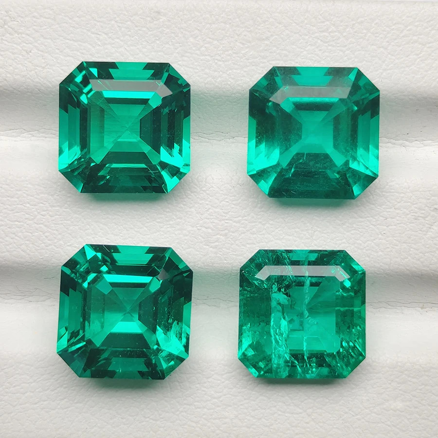 AGL Lab Grown Colombia Emerald Asscher Cut Gemstones with Inclusion for Jewelry