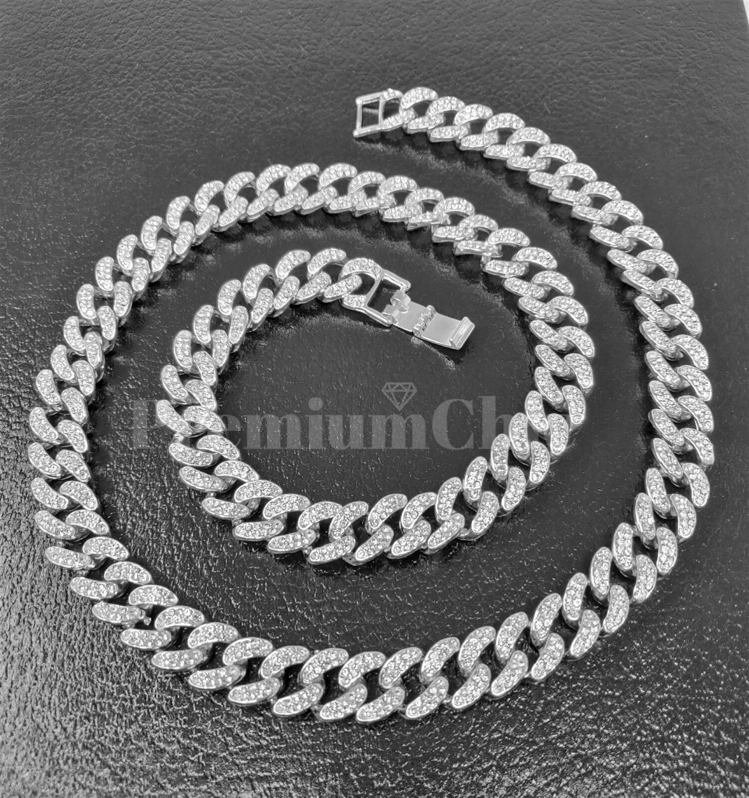 Tennis Chain + Miami Cuban Choker Hip Hop Men Gold / Sliver Plated CZ Necklace