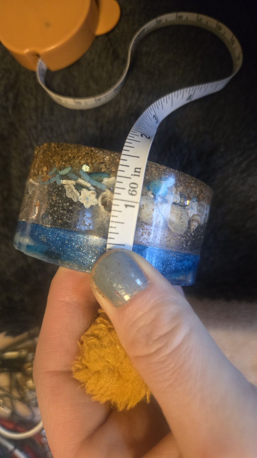 Ocean Scene Resin Wide Cuff Bracelet Artisan Made OOAK Wearable Art