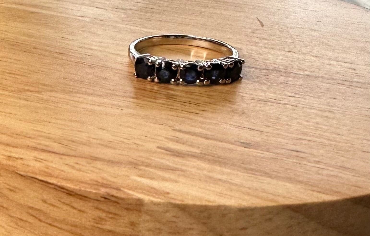 Blue sapphire ring diffused stones 925 sterling silver 14k white gold plate