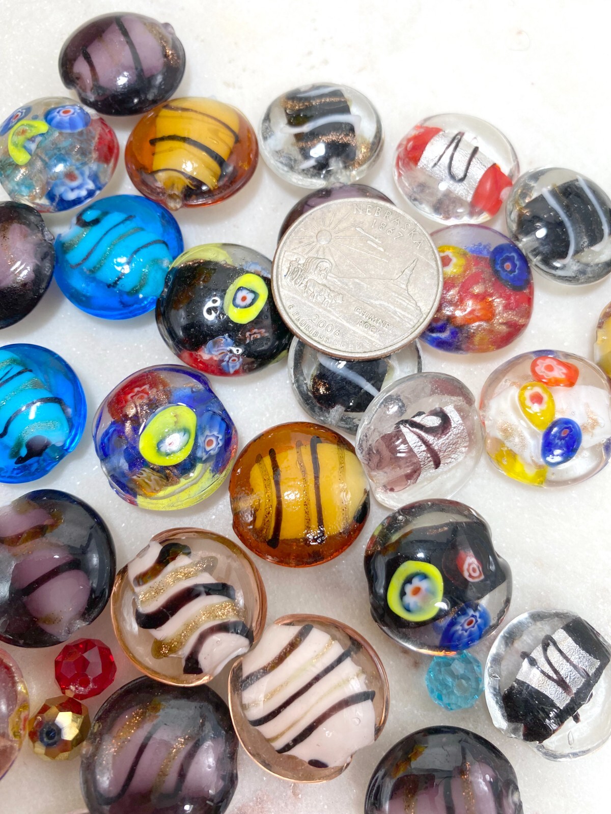 Lampwork Beads Bulk Round Roundelle Crystal Beads Beads for Jewelry Making 1 lb