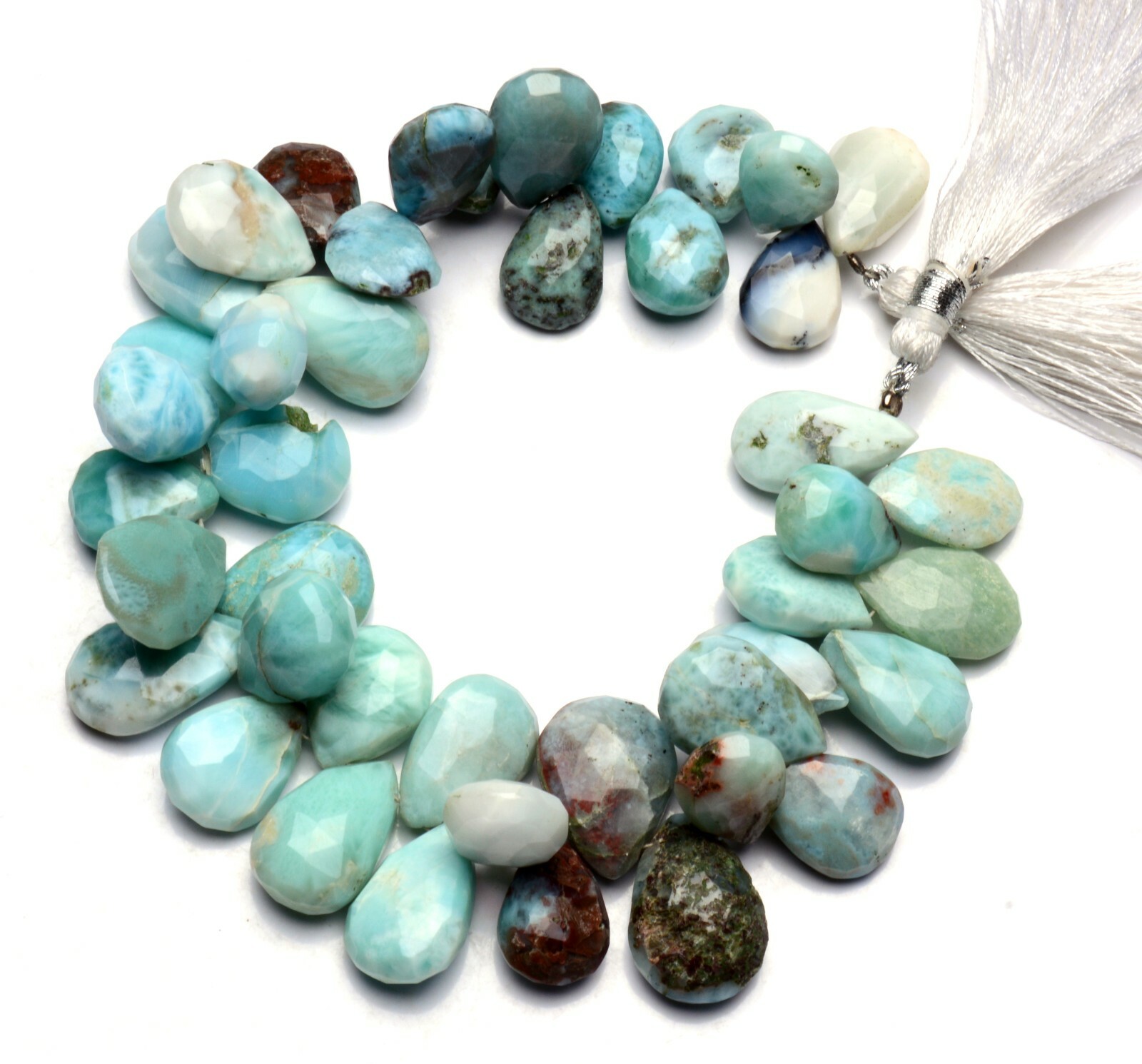 Natural Gem Larimar 14×10 to 18x12MM Size Pear Shape Briolettes Beads 8″ Strand