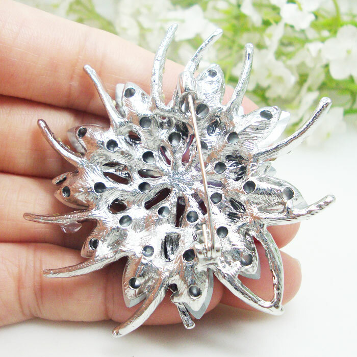 Ink-blue Crystal Luxurious Sun Flower Woman’s Brooch Pin Rhinestone Jewelry