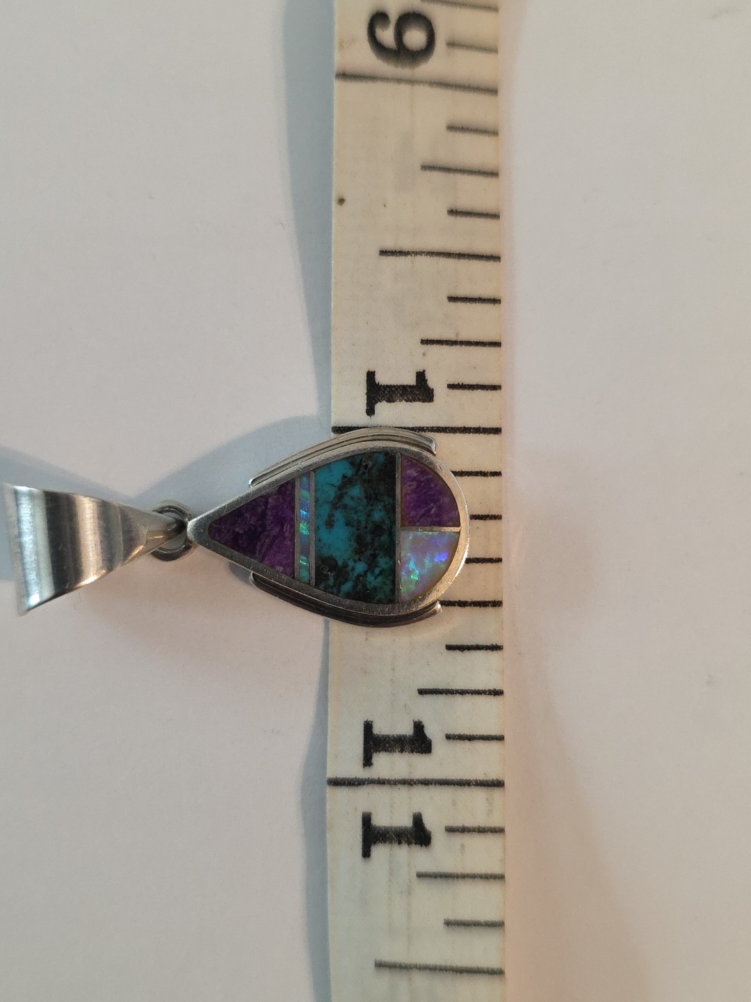 N.A. Navajo Pendant Sterling Silver Sugulite Turquoise And Opal Signed