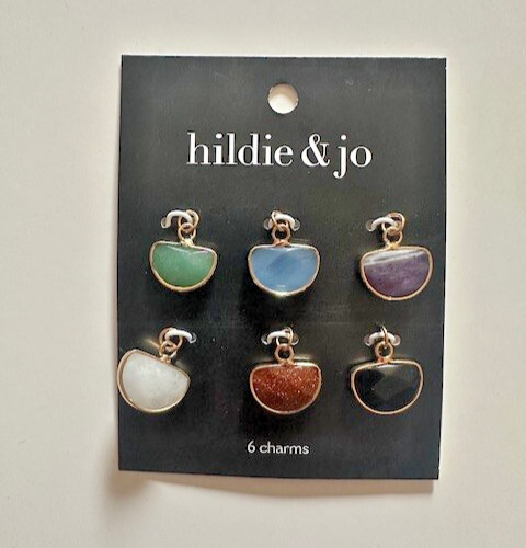 Hildie & Jo Set of 6 Half-moon Semi-precious Stone Charms New With Tags
