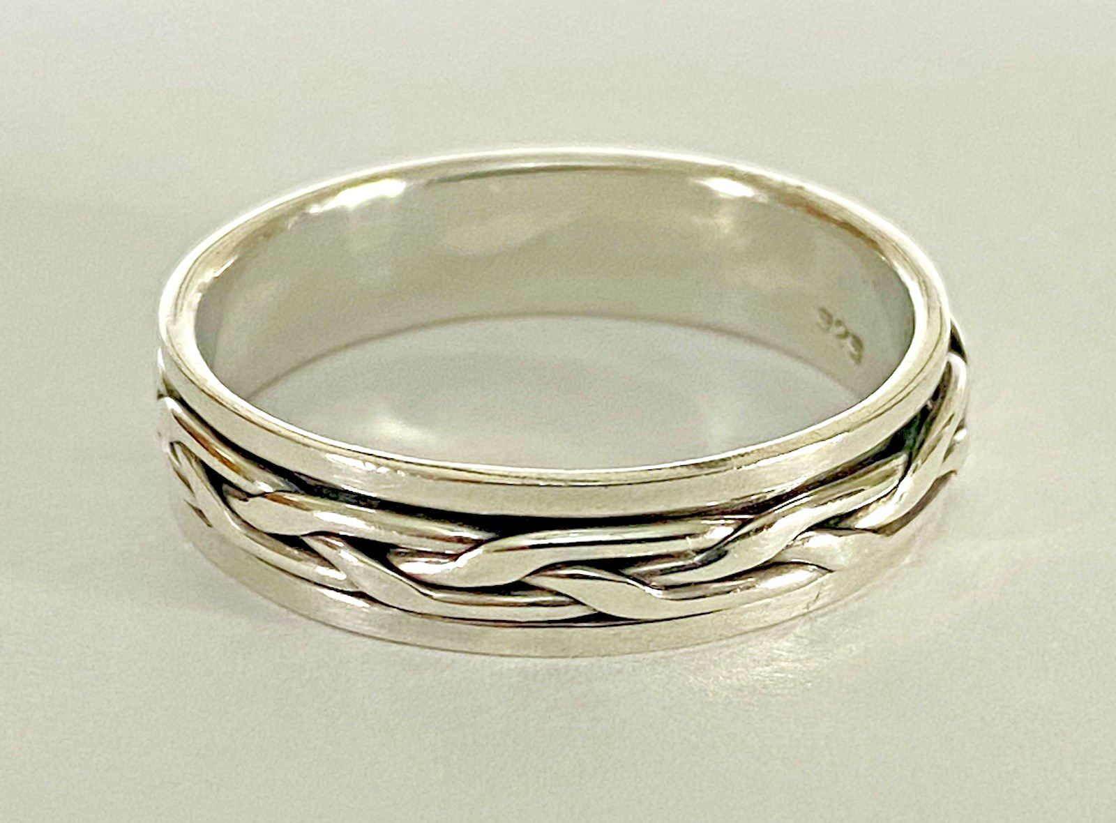 Vintage Sterling Silver 6mm wide 5.7gr Spinner Ring Size 13.25