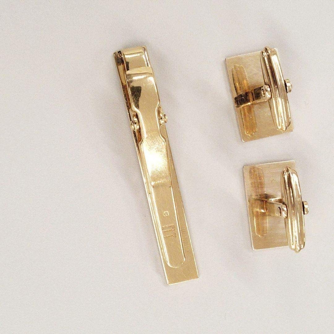 Excellent condition dunhill gold stripe cufflinks and tie bar set