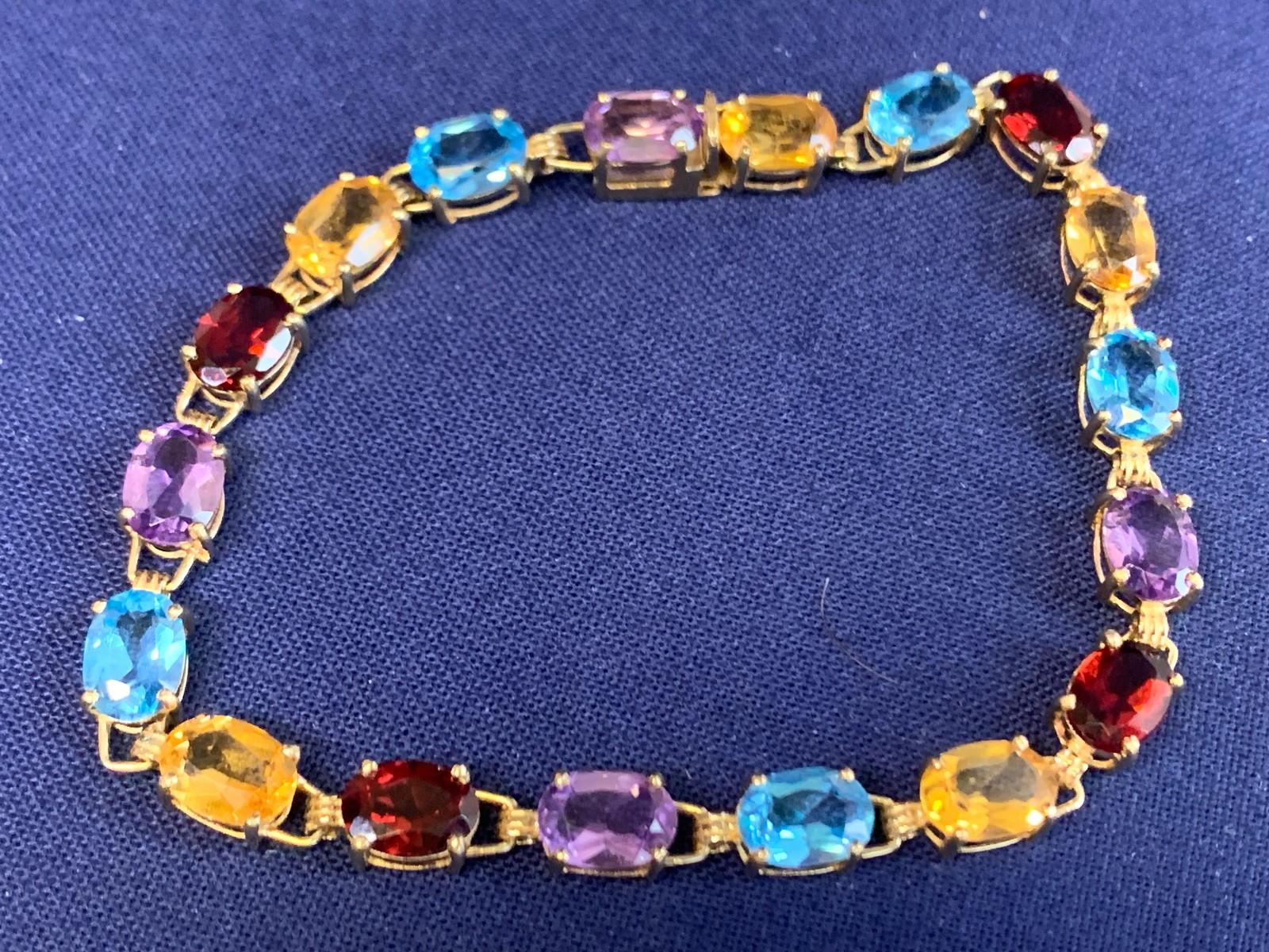10K Yellow Gold Bracelet 7.69g Fine Jewelry 7″ Multicolor Stones *READ*