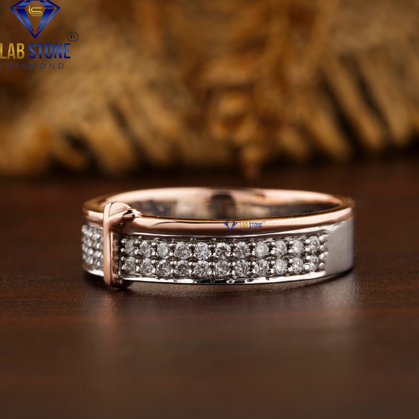 0.26 TDW Round Cut Lab-Created Diamond Rose & White Gold Ring EF Color VS Clarit