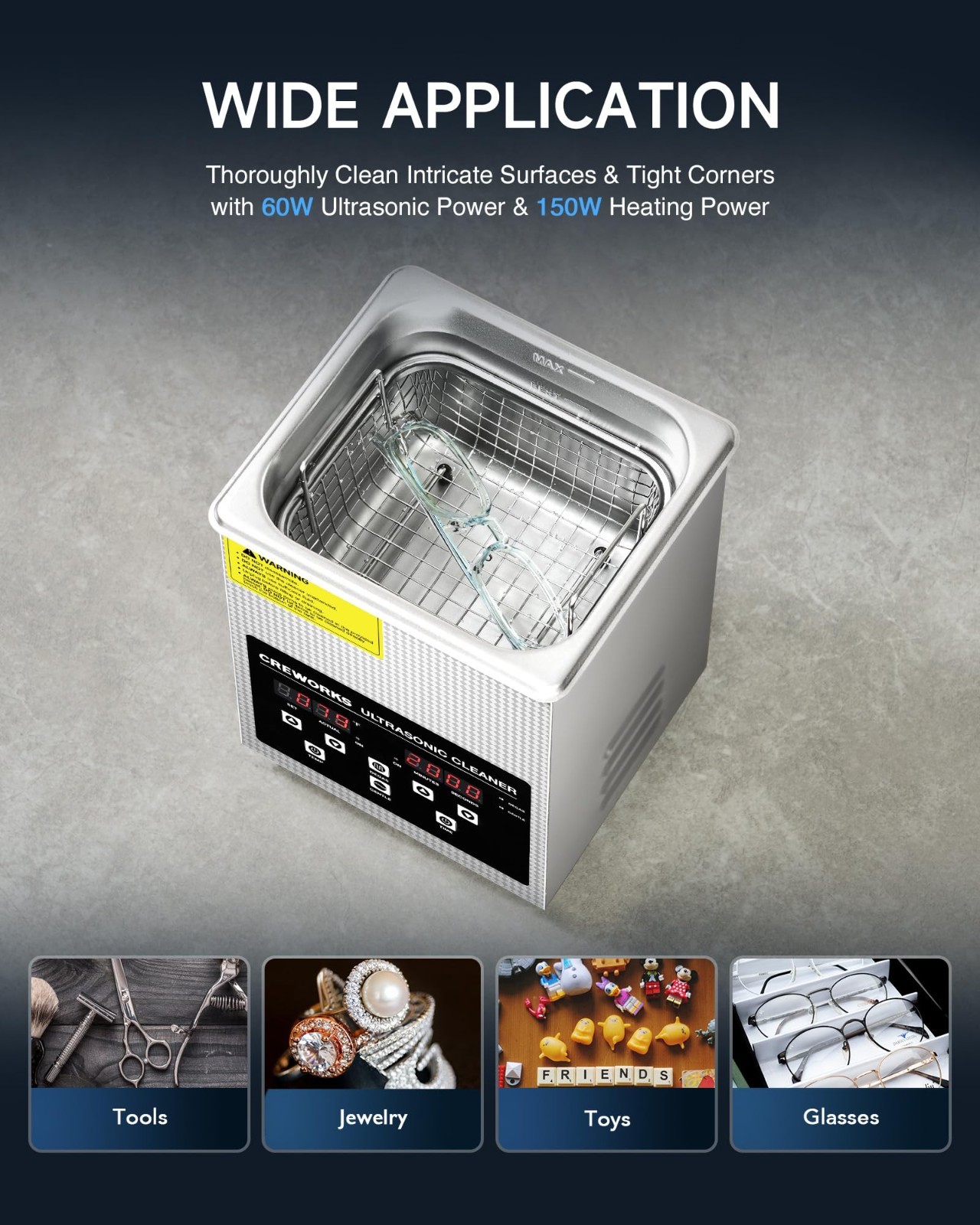 2L Ultrasonic Cleaner with Heater, Degas & Gentle Modes, 150W, 1-30 Min Timer –