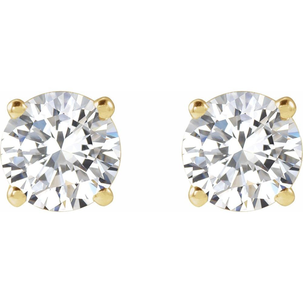 1 CTW Lab-Grown Diamond Stud Earrings 14K Yellow Gold Solitaire Round VS F+