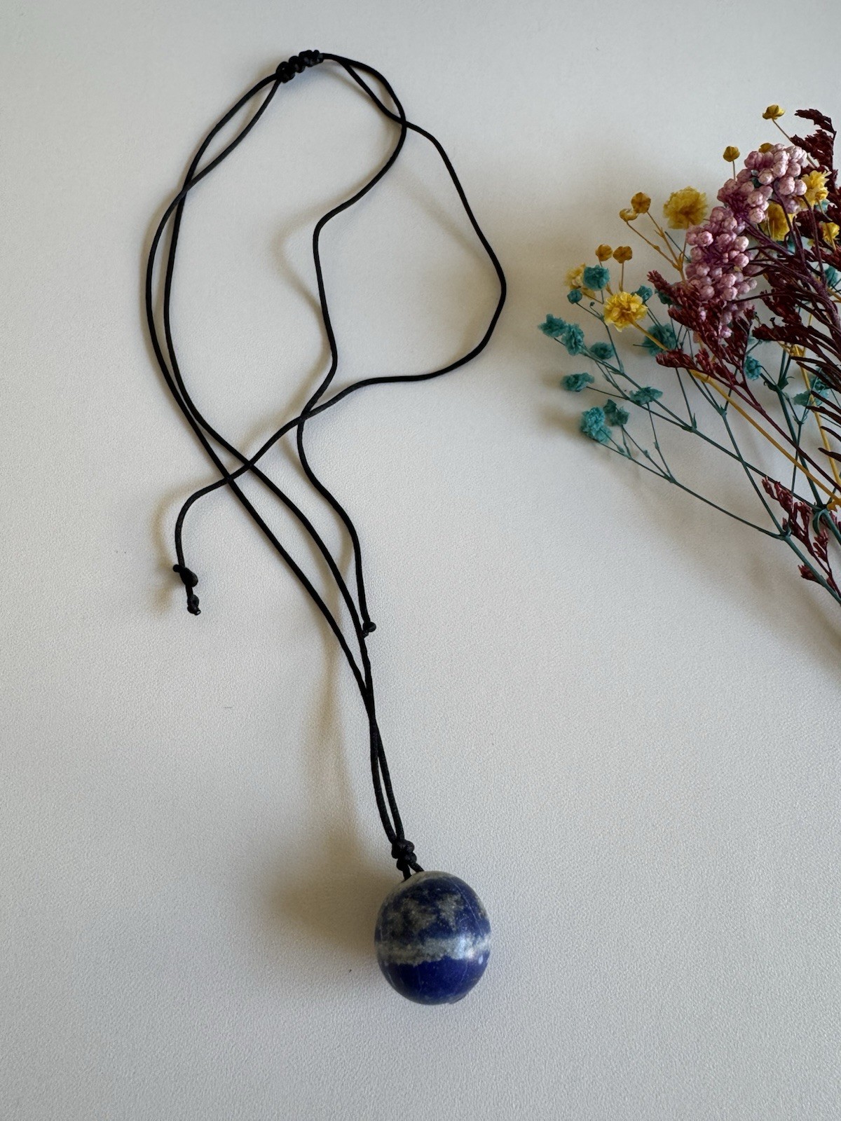 Natural Lapis Lazuli Sphere Necklace