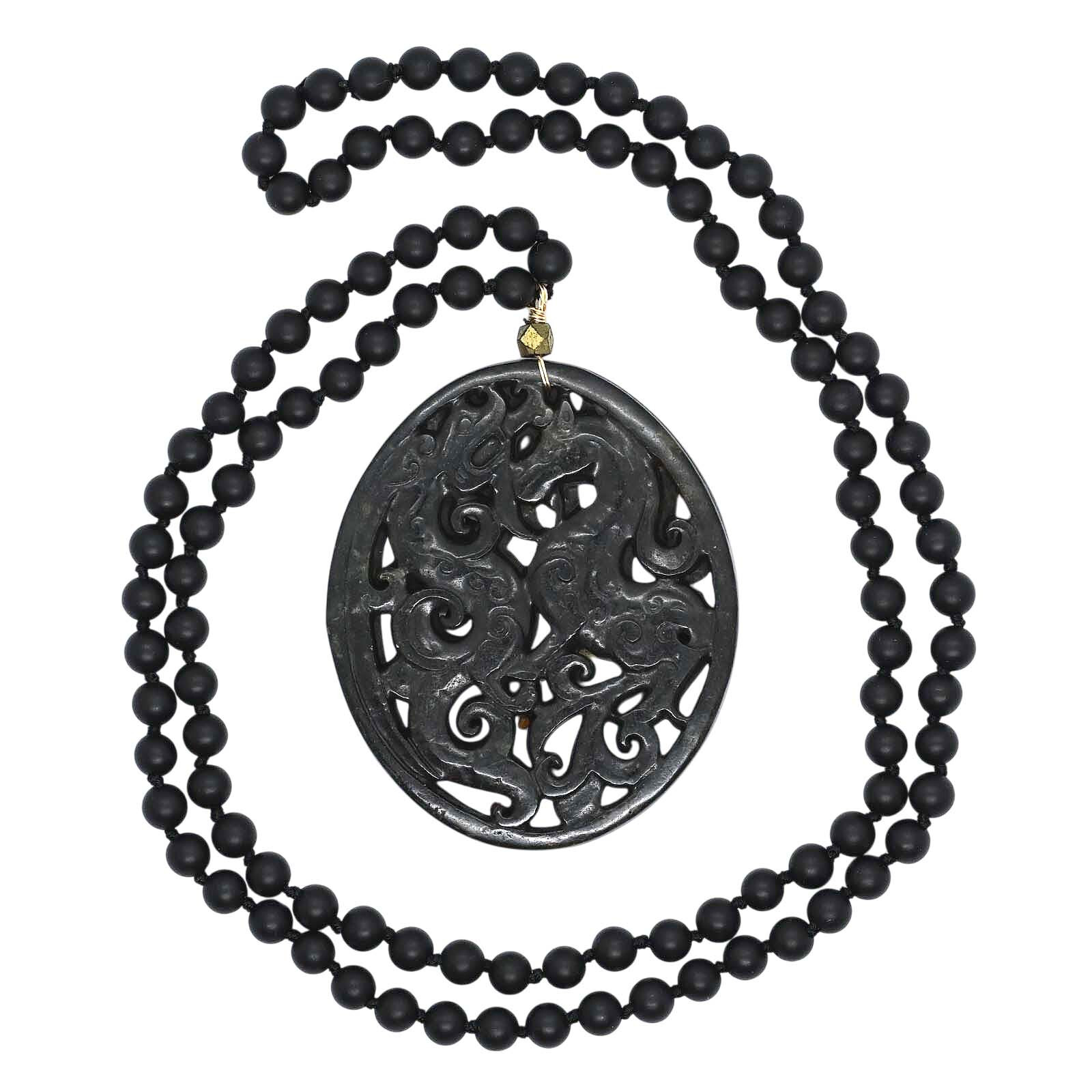 Black Horse And Dragon Lucky Amulet Necklace