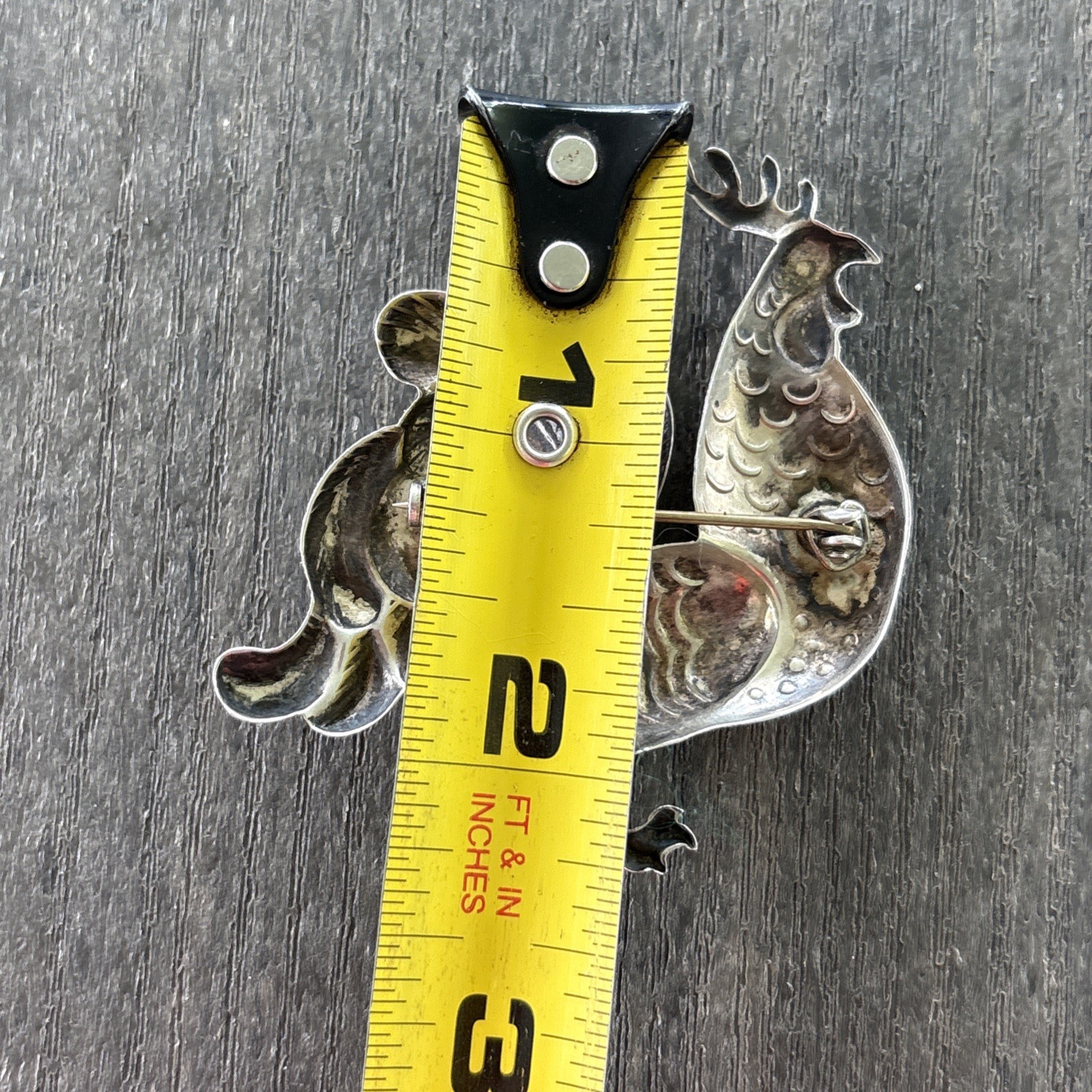 Sterling Silver Large Rooster Pin Brooch Marked Lang 10.6 Grams 2.25” x 2”