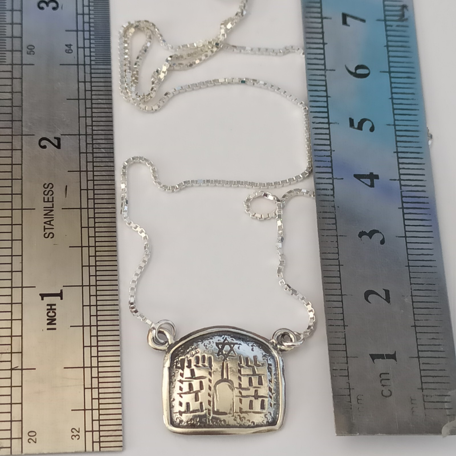 Vintage Star of David Necklace 90s Israel Artisan Silver 925 Judaica Gift Box 19