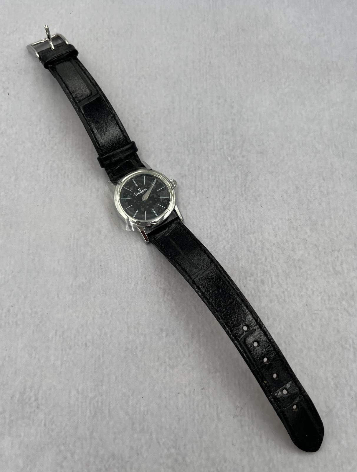 Le Chateau Women’s Black Leather Band Black Dial Water Resistant Watch