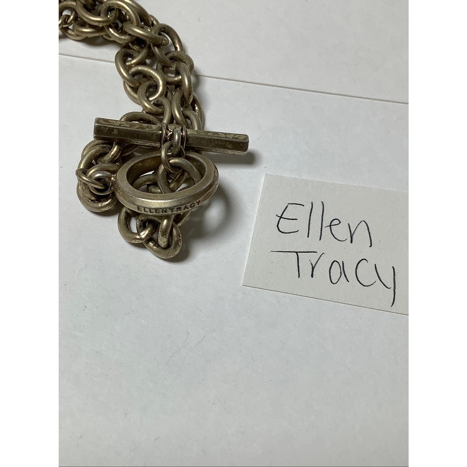 Ellen Tracy Gold Tone Amber Beaded Layered Station Chain Necklace Boho A5-35