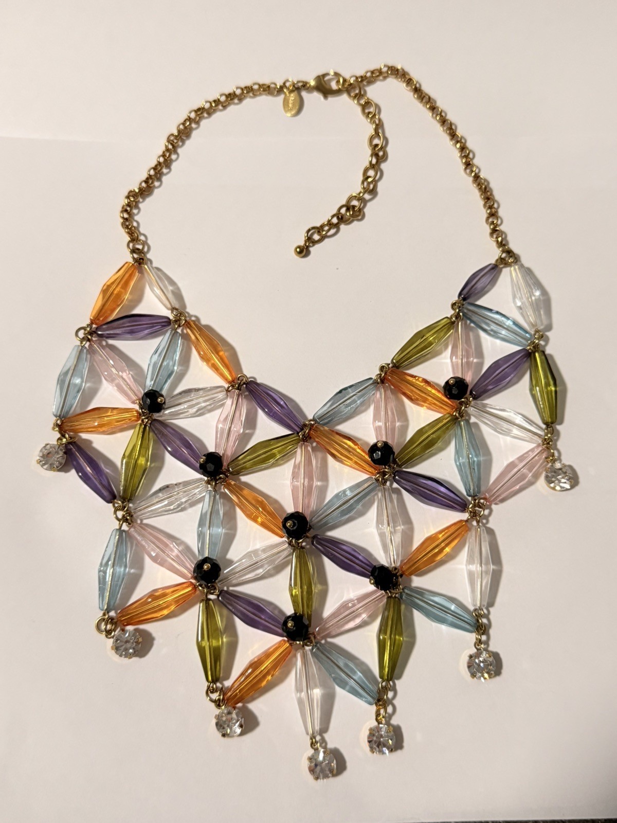 Joan Rivers Rare Geometric Lucite Rhinestone Bib Collar Statement Necklace