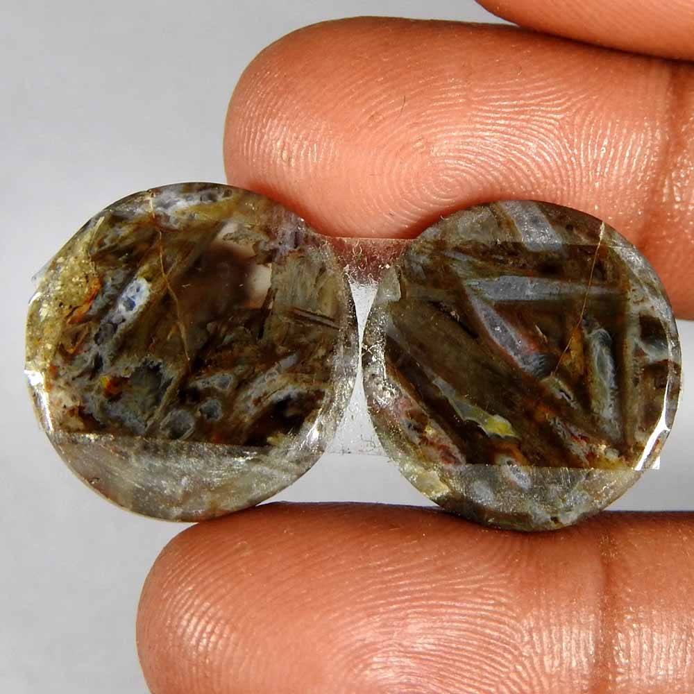 26.10Cts100%Natural Turkish Stick Agate Round Pair Cabochon Loose Gemstone