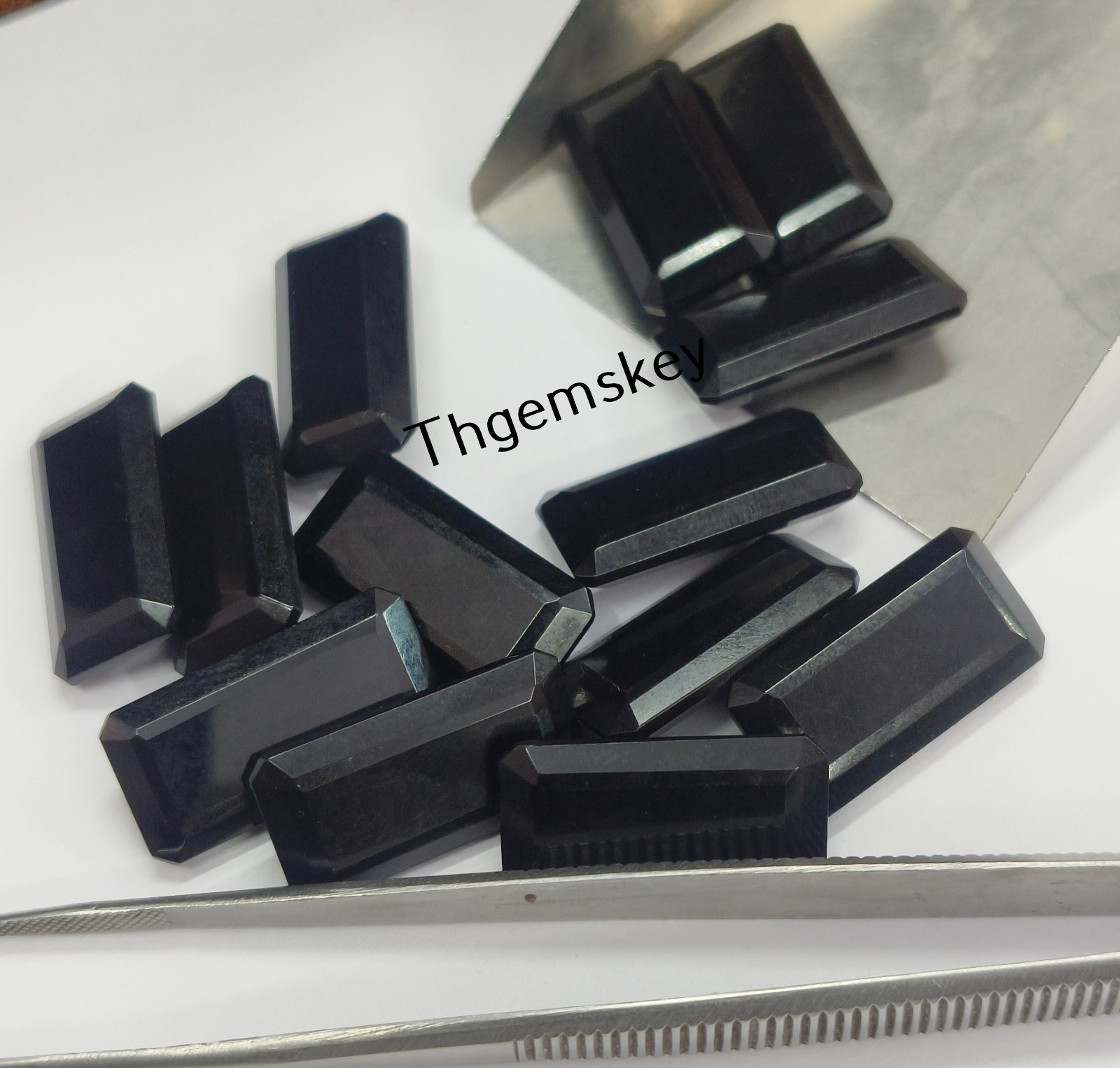 Natural Black Onyx Faceted Cut Long Octagon Shape Gemstone 6x12mm-15x30mm