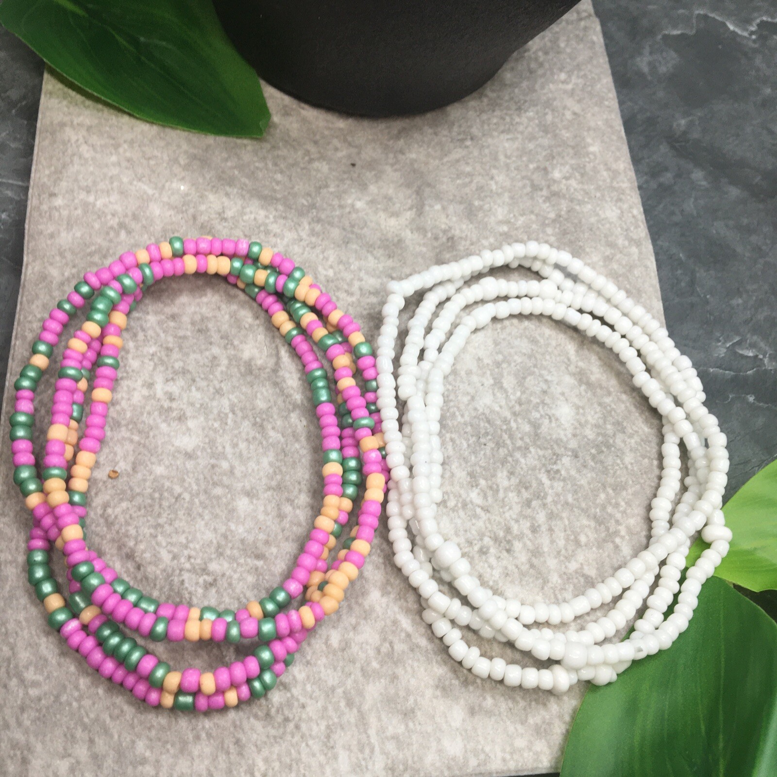 2 PC Handcrafted Waist Beads Jewelry African Bohemia Bracelets Anklet New 7638