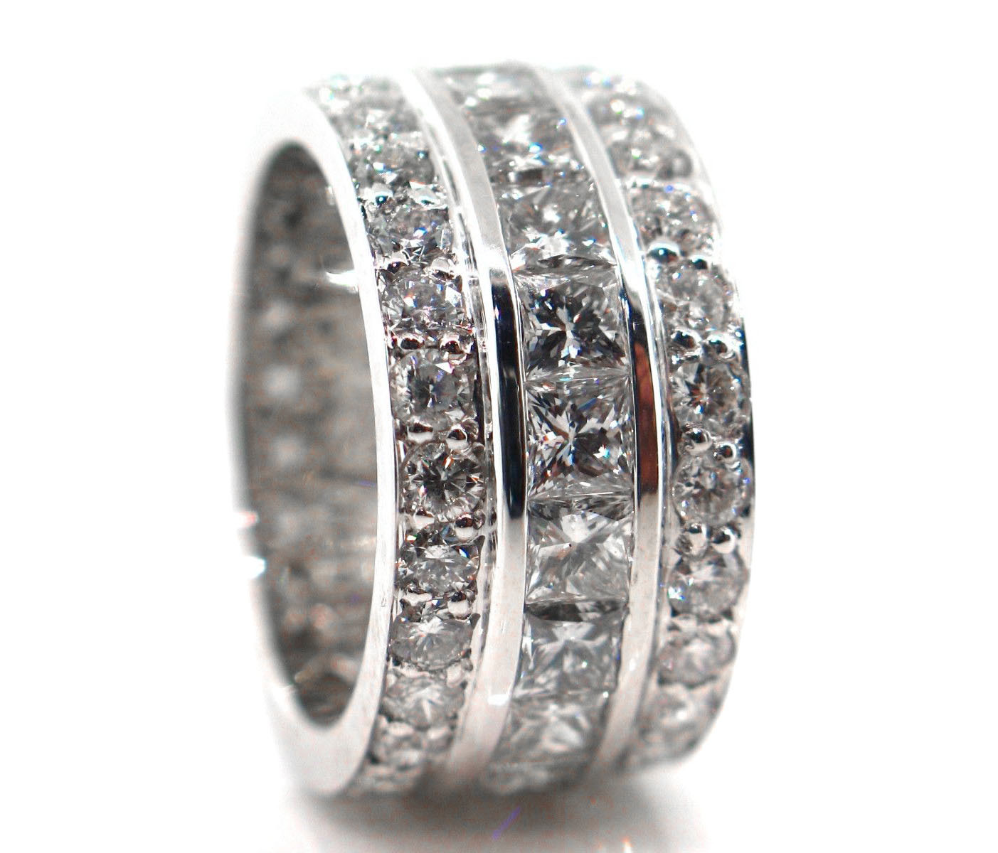 7.71 CT Natural Princess & Round Brilliant Diamond Eternity Band VS/G White Gold
