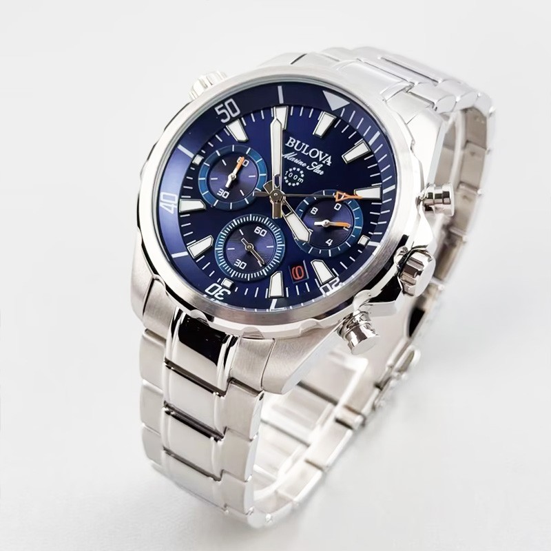 Bulova 96B256 Marine Star Blue Dial Chronograph Quartz Men’s Watch 44MM