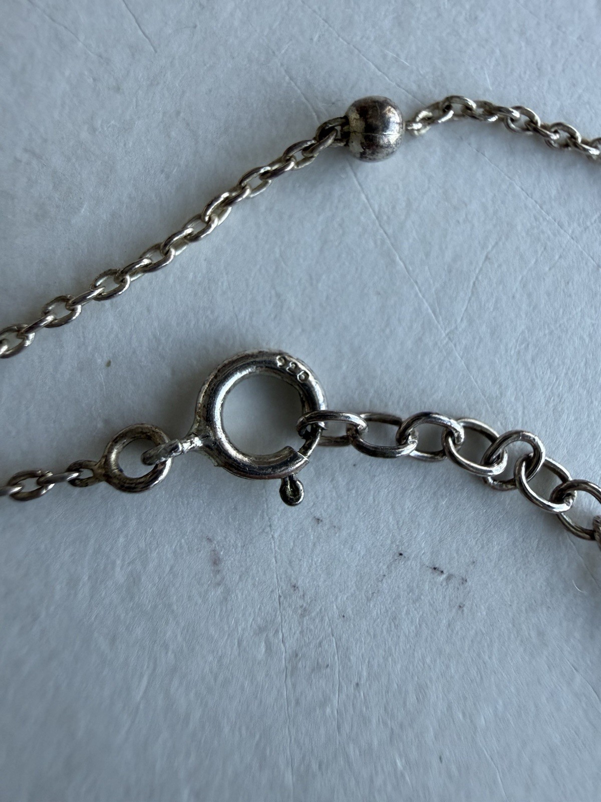 925 Sterling Silver Beaded Station Anklet Chain Minimalist 1.29g