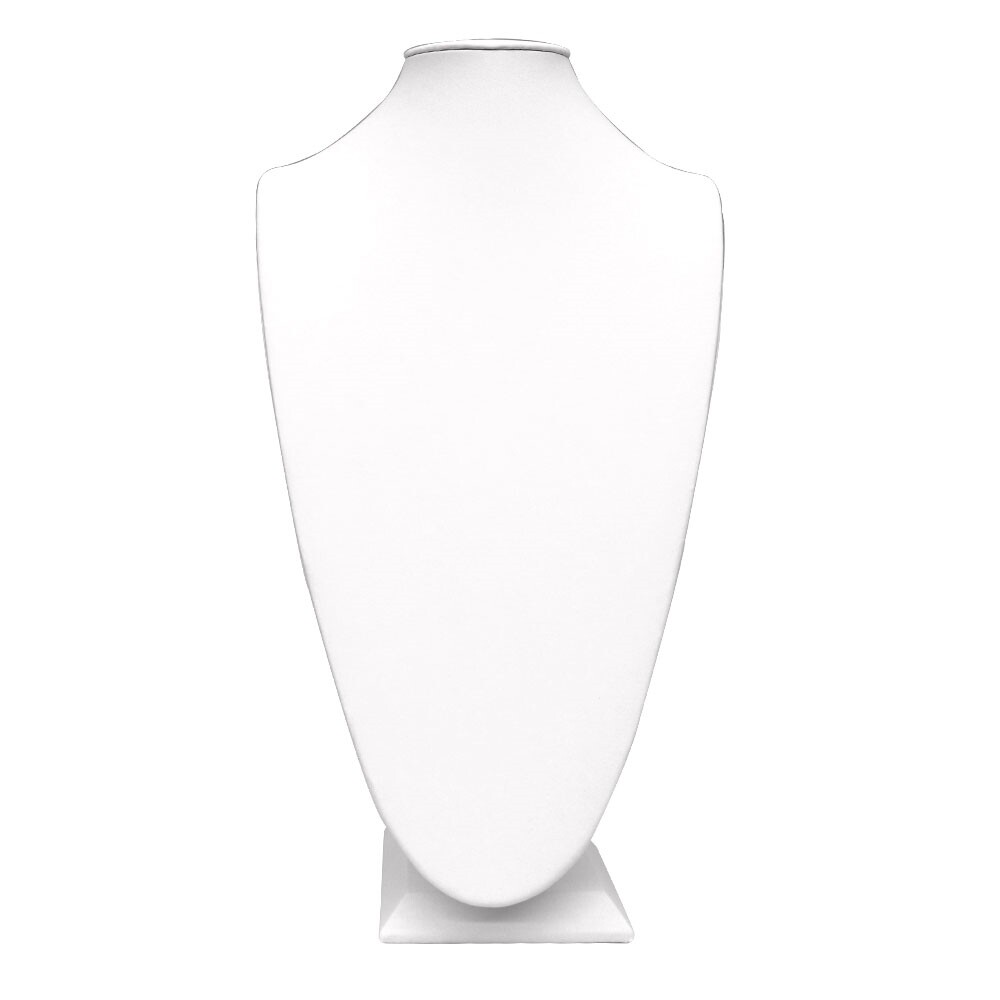 18″ Tall White Leatherette Jewelry Necklace Display Stand Bust Organizer Holder