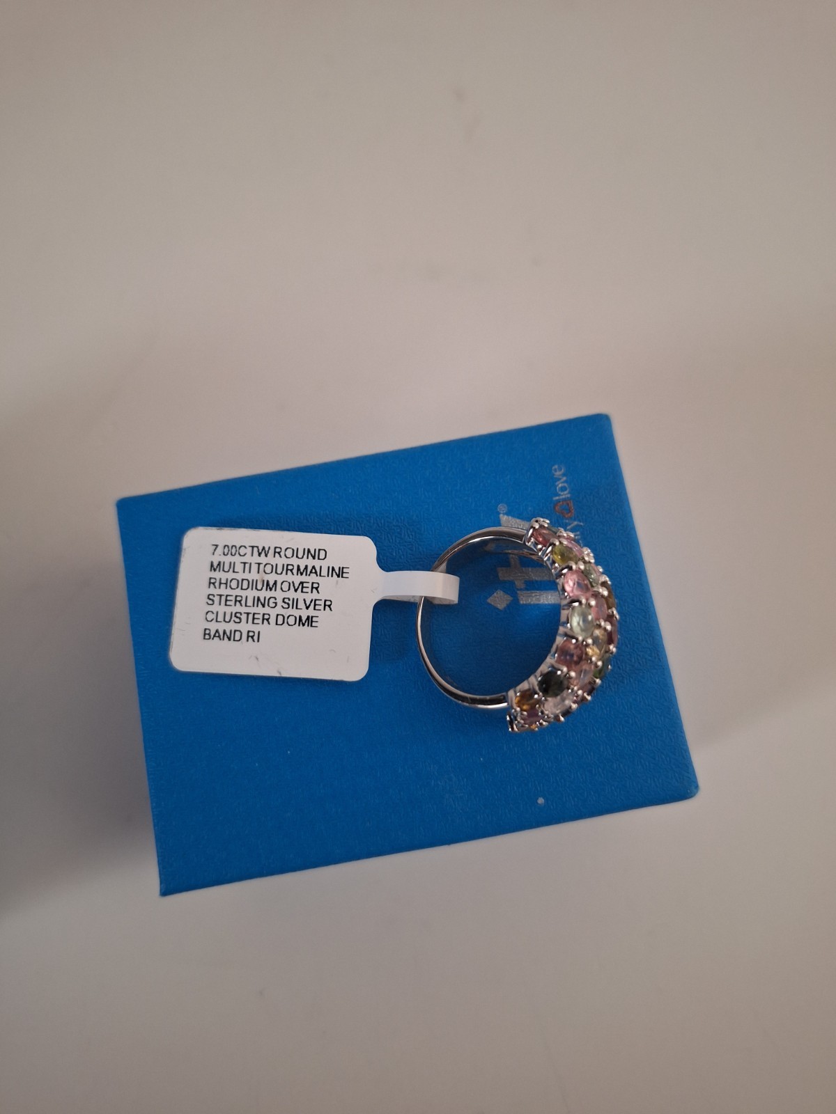 JTV 7.00 CTW Multi Tourmaline Rhodium Over Sterling Cluster Dome Ring SZ 8 New