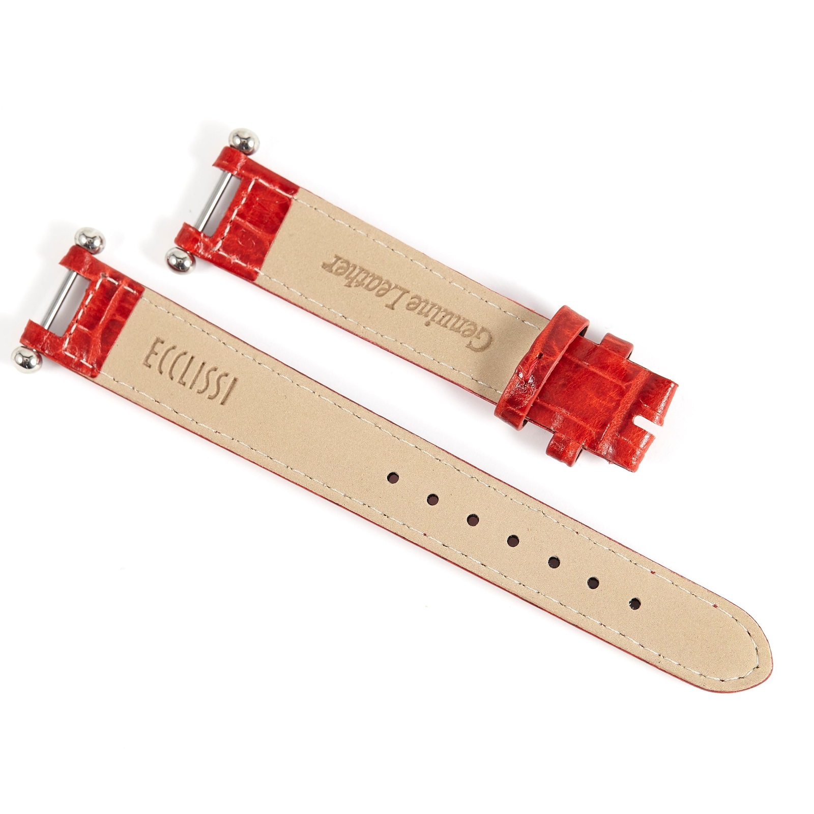 Ecclissi 15mm x 13mm Red Alligator Grain Strap notched with attachments 22340