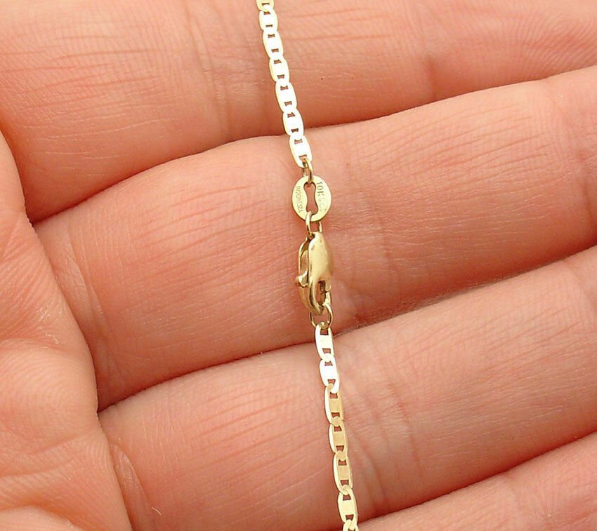 Mariner Link Chain Ankle Bracelet Anklet Real Solid 10K Yellow Gold