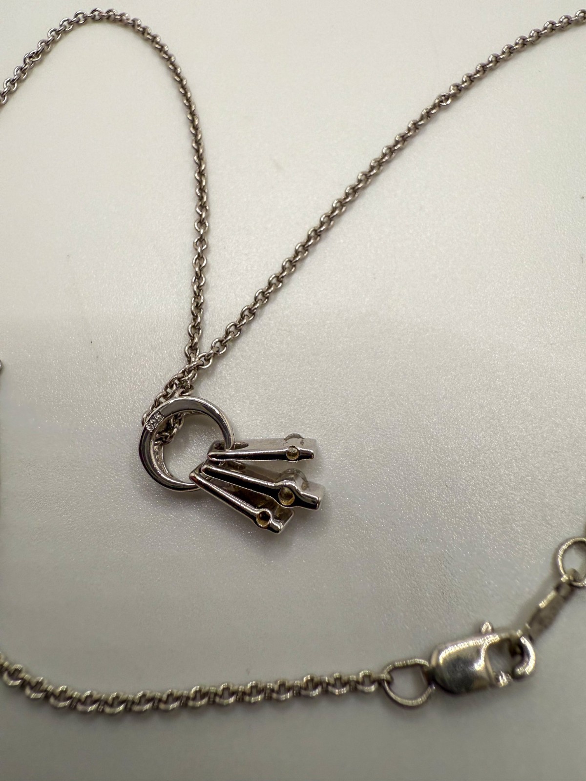 Vintage Sterling Silver CZ Pendant 1.7cm Necklace 18″ JB26