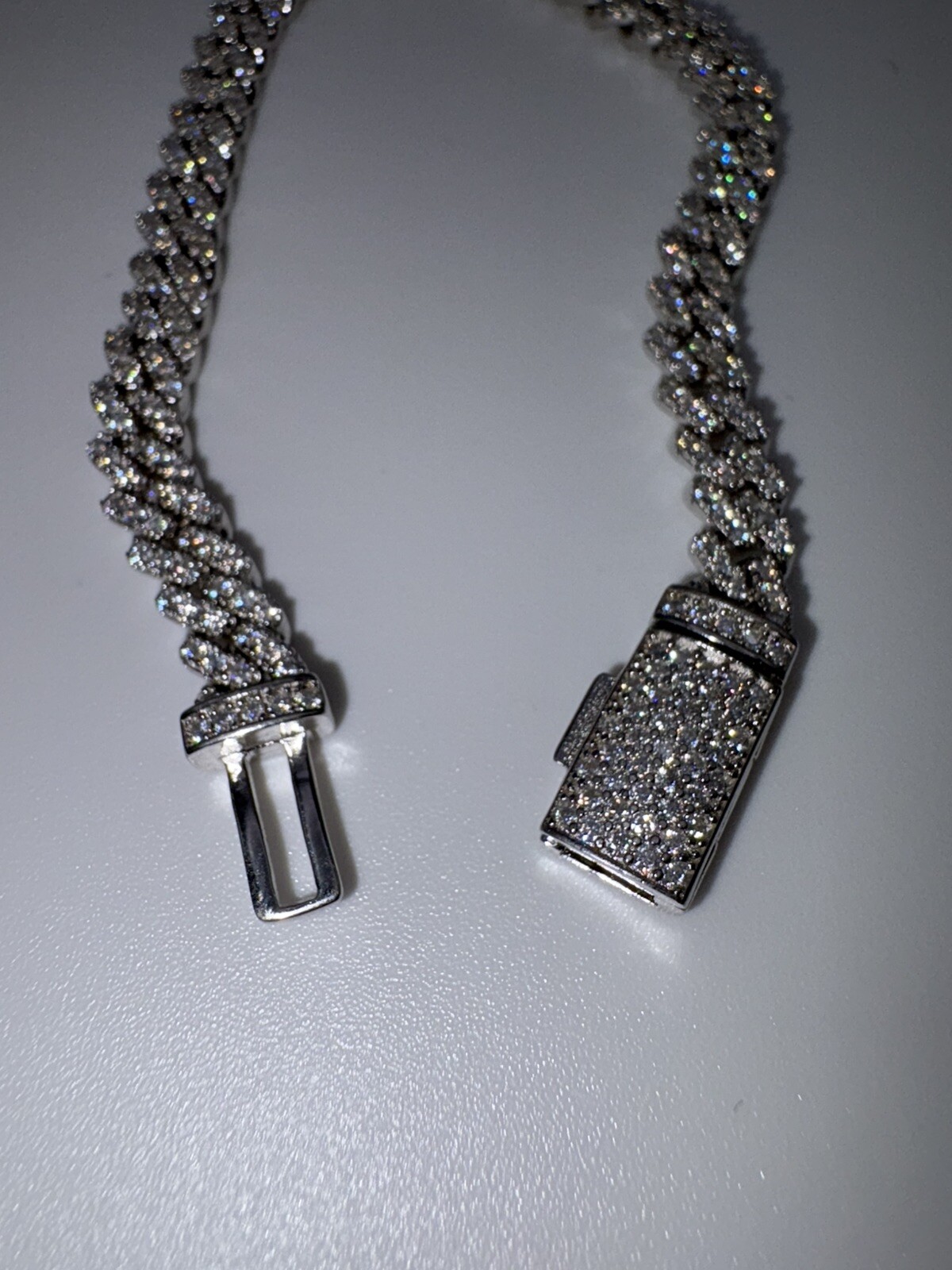 Moissanite Miami Cuban Link Bracelet White Gold Plated 925 Silver Men’s Women’s