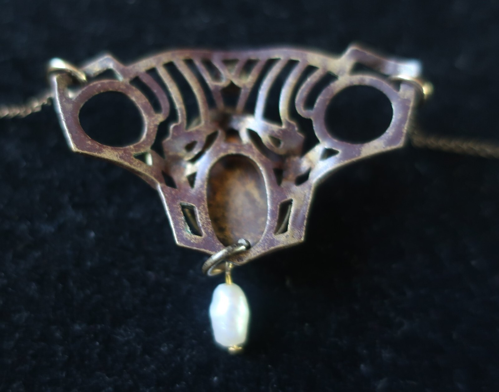 Antique Gold Filled GF Lavalier Pendant Necklace Arts and Crafts style.