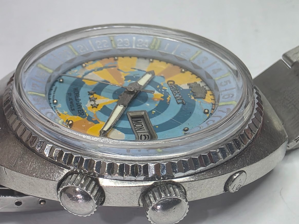 Orient Automatico World Map Diver VINTAGE Antigo 1970 Japan Raro