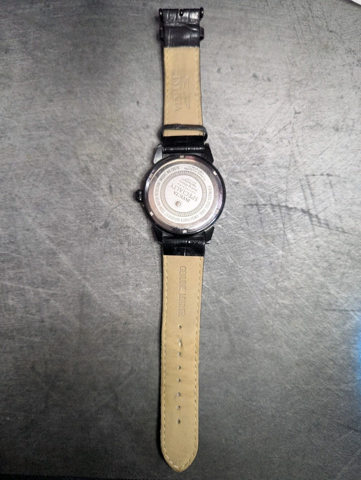 Invicta Specialty Mens Watch # 13670 Leather Band NEW BATTERY