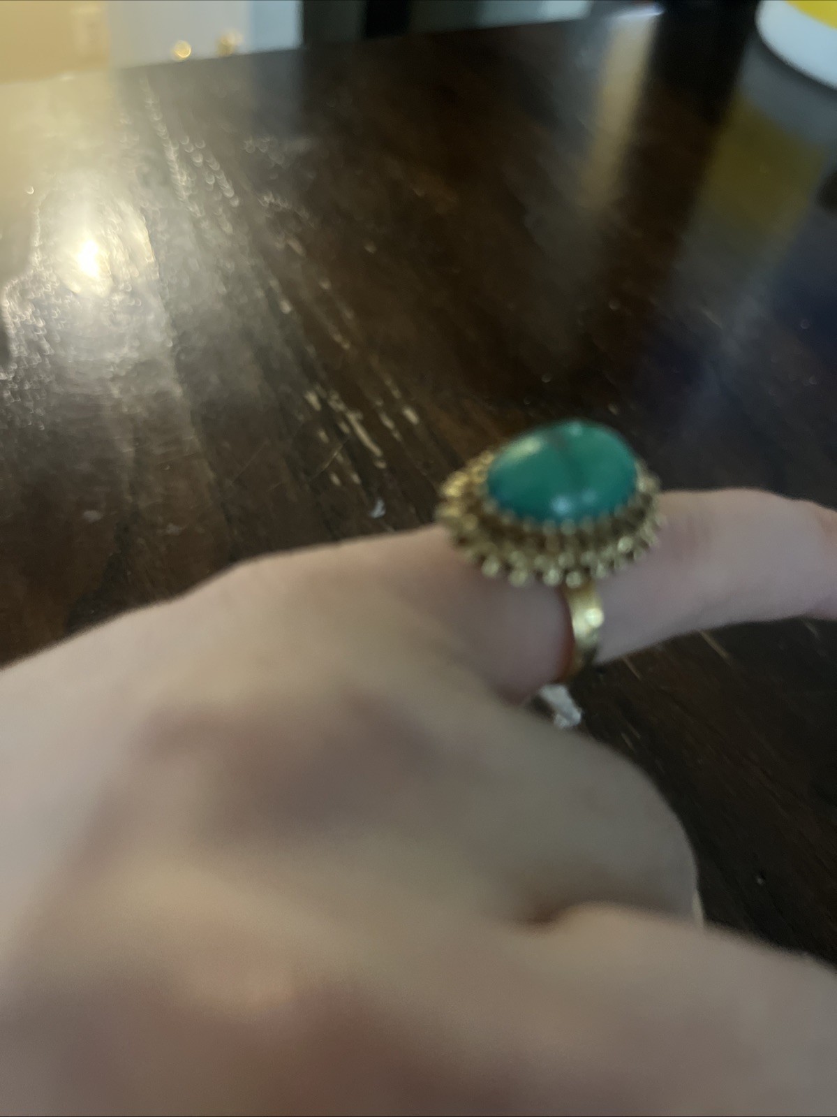 14K Cabochon Ring Yellow Gold Stamped 585 HH