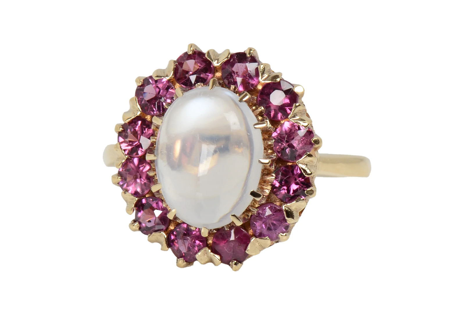 Vintage Blue Moonstone Pink Tourmaline Ring
