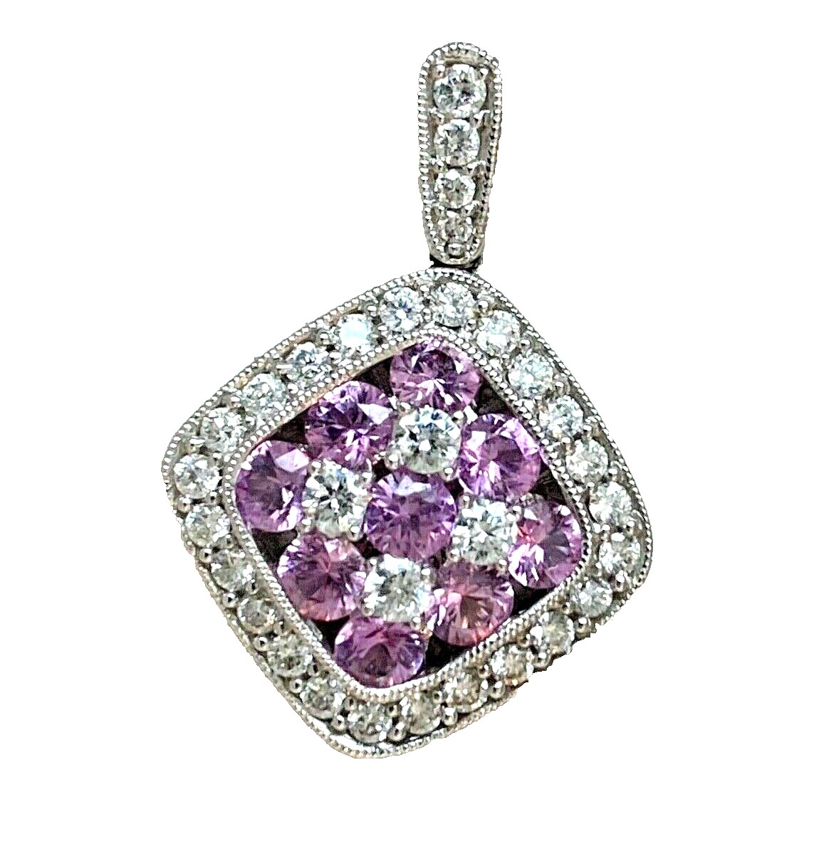 Designer GREGG RUTH 18K Gold Pink Sapphire Diamond Necklace Pendant 1.92ct ~$3K+