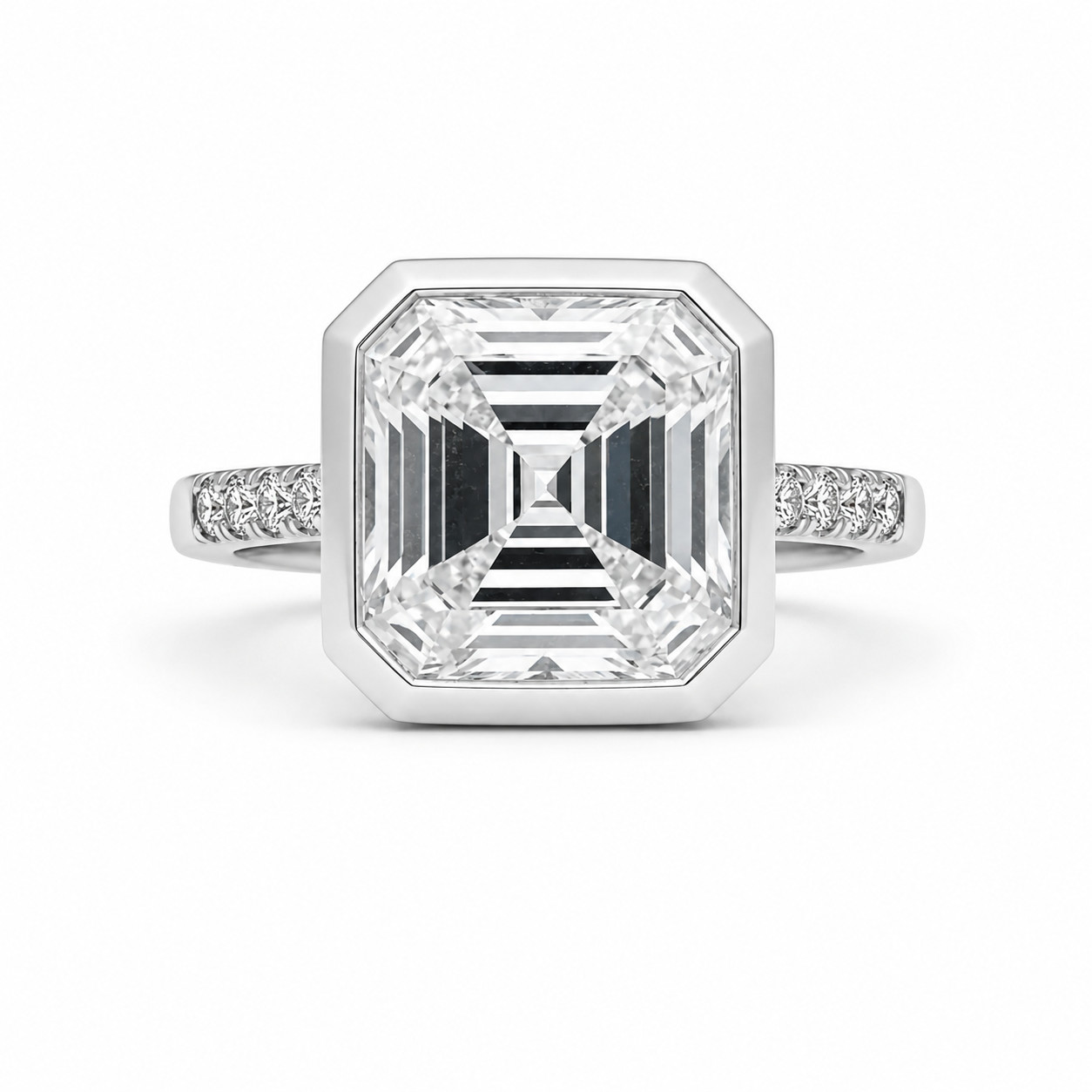1.00 CT IGI Certified Lab-Grown Asscher Diamond Bezel Ring in Sterling Silver