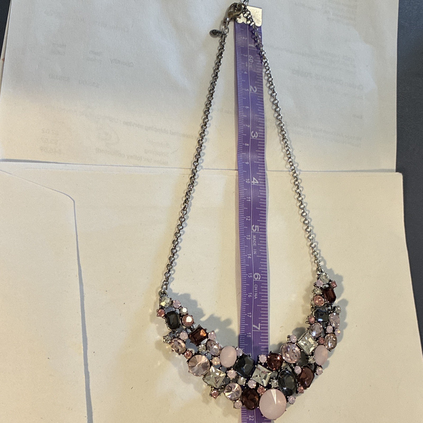 Premier Designs Ballet Slippers Pink Crystal Cluster Statement Bib Collar Neckla