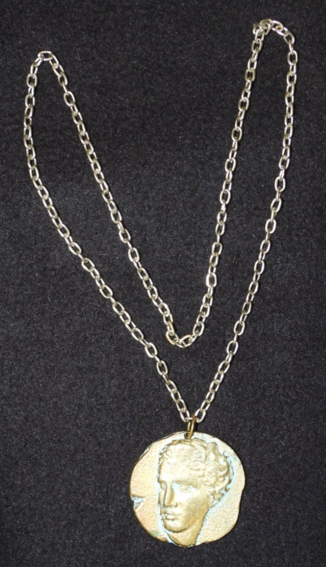 Vintage Ceasar – Apollo Olympian God Bronze Pendant w/ Chain Necklace