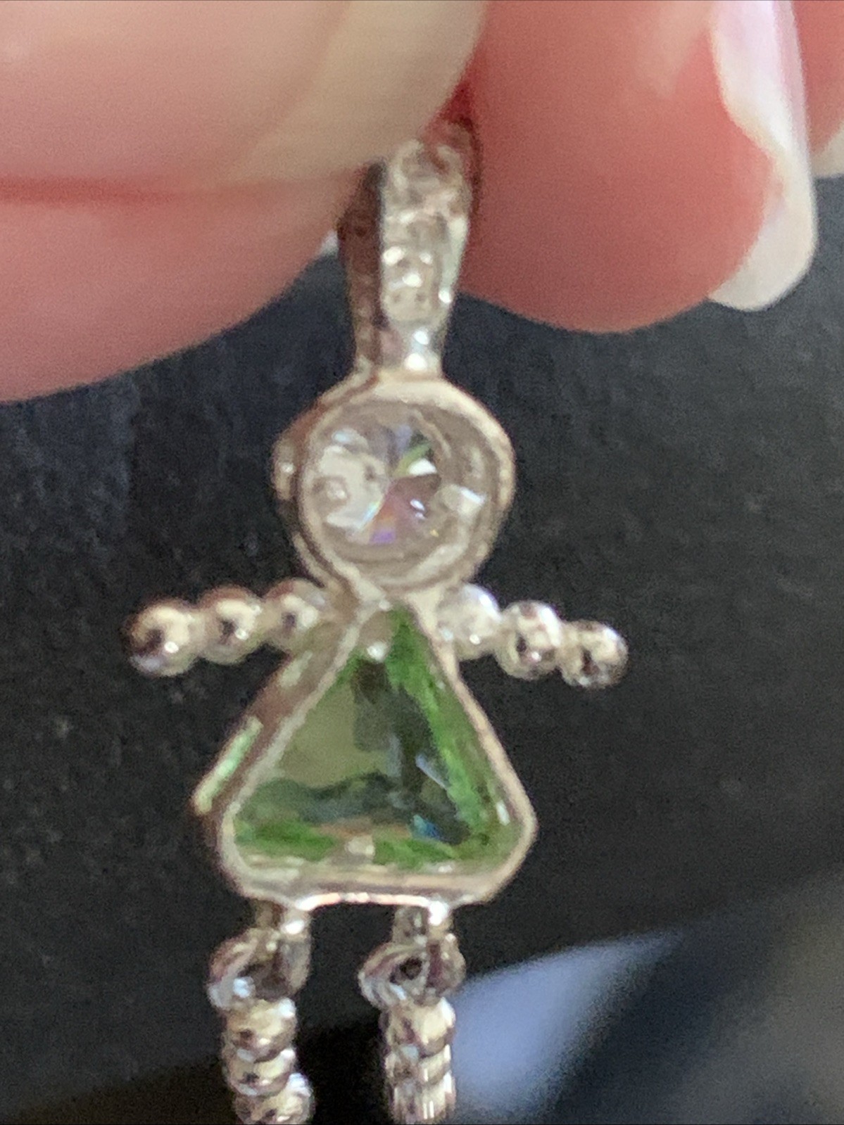 August Birthstone Child 2 Gm Vintage Sterling Silver 925 CZ Pendant Jewelry