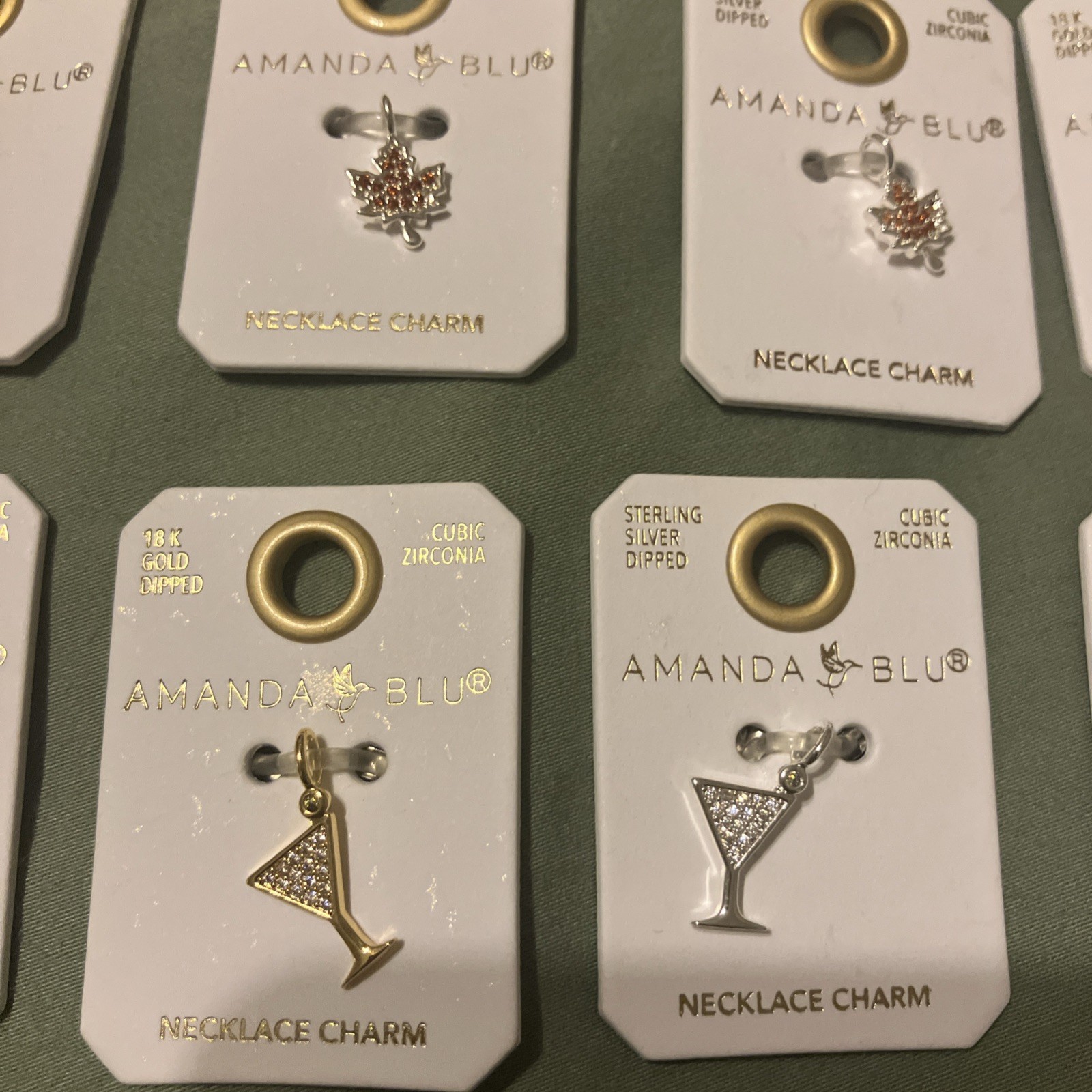NEW Lot of 11 AMANDA BLU Silver Dipped Charms ~ Leaf, Martini Glass, Ballerina