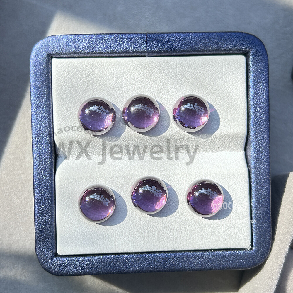 10se Pink transparent 3mm-12mm Amethyst Round Cabochon Loose Cubic Zirconia