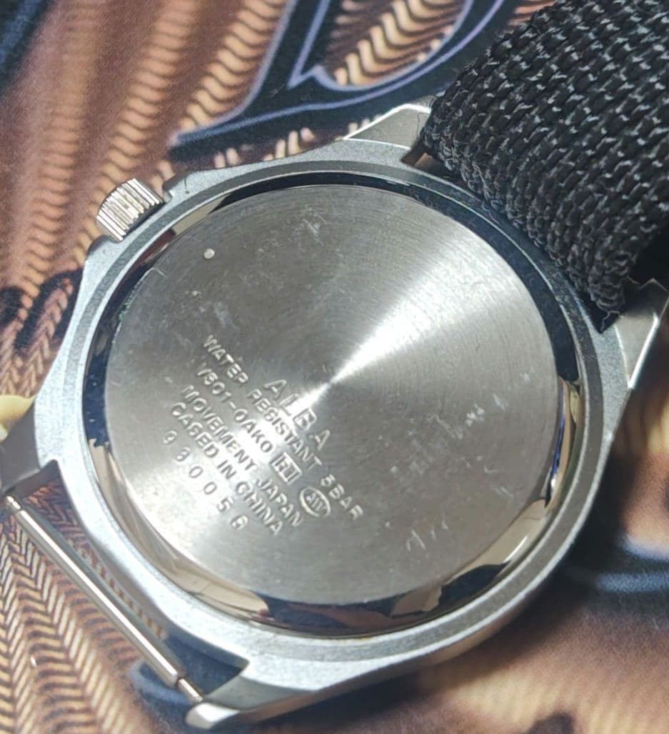 SEIKO ALBA Military Field Watch AQPK401 White Black belt Japan good working