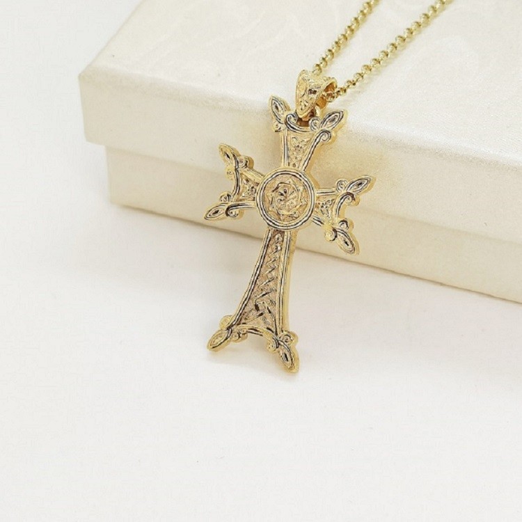 Armenian Cross Pendant 925 Silver Gold Filled Men Jewelry